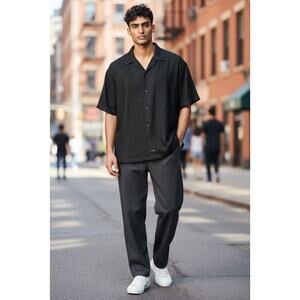 BC Ethic Men’s Black Short Sleeve Button-Up Shirt Size Large